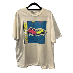 Vintage 90's Ford 60 Year Anniversary Crew Neck TShirt Size XL Neon Classic Cars